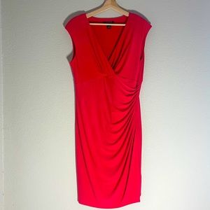 Lauren fuchsia ruched style dress size 14